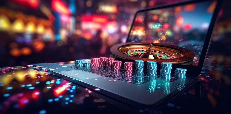 Ikon keamanan dan privasi digital dengan gaya neon di latar gelap